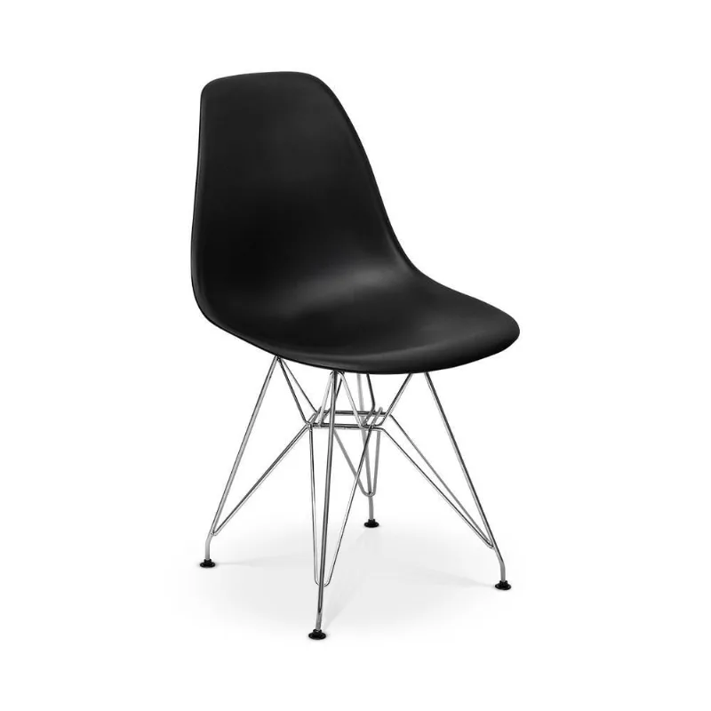 Cadeira Charles Eames Eiffel Base Metal Preta