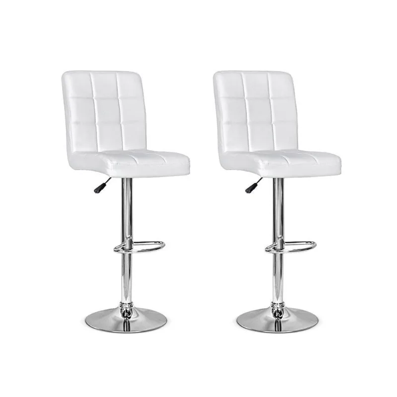 Conjunto 2 Banquetas Dublin Couro Regulagem de Altura Branca