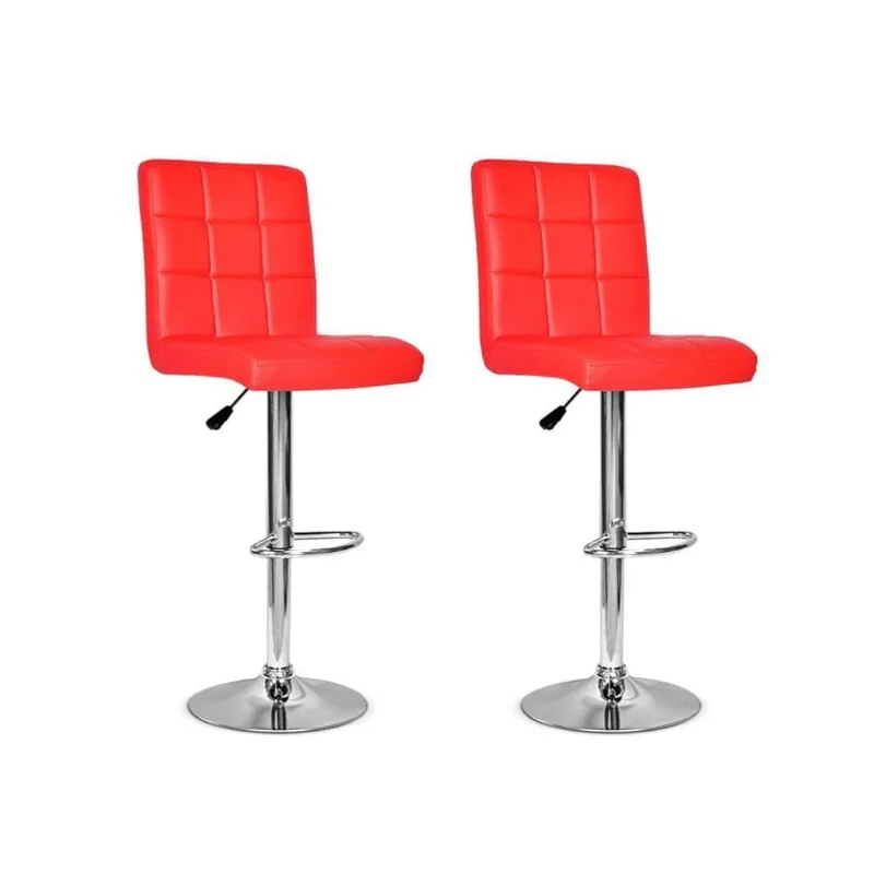 Conjunto 2 Banquetas Dublin Couro Regulagem Altura Vermelha