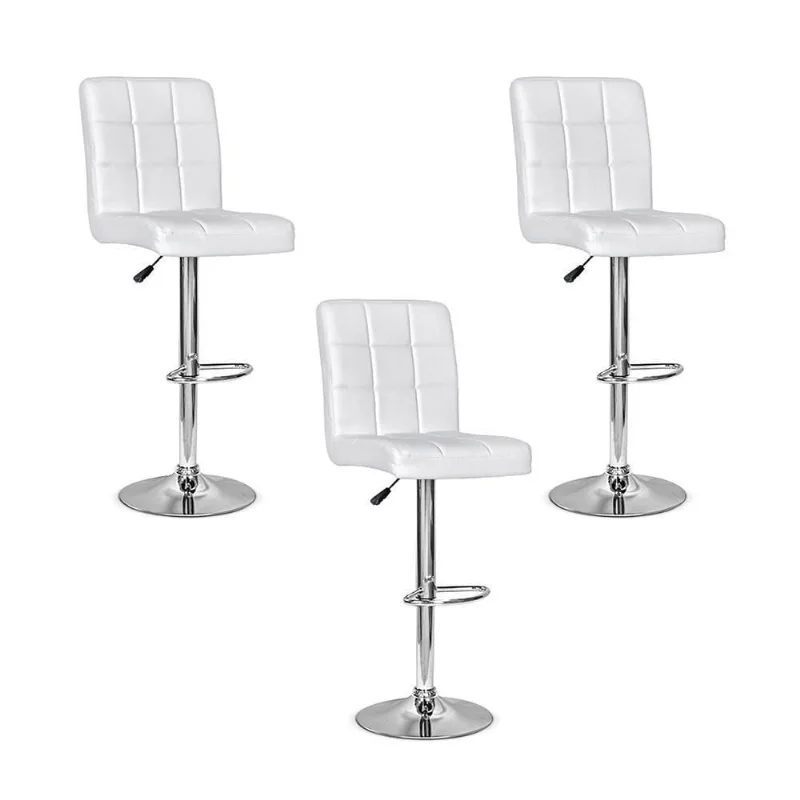 Conjunto 3 Banquetas Dublin Couro Branca