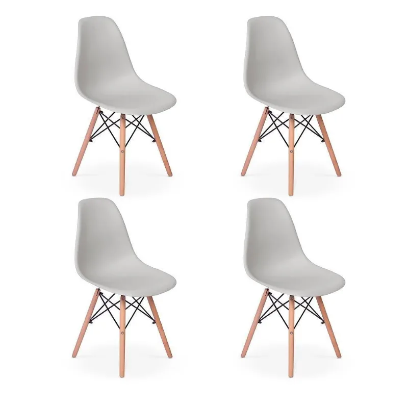 Conjunto 4 Cadeiras Charles Eames Eiffel Wood