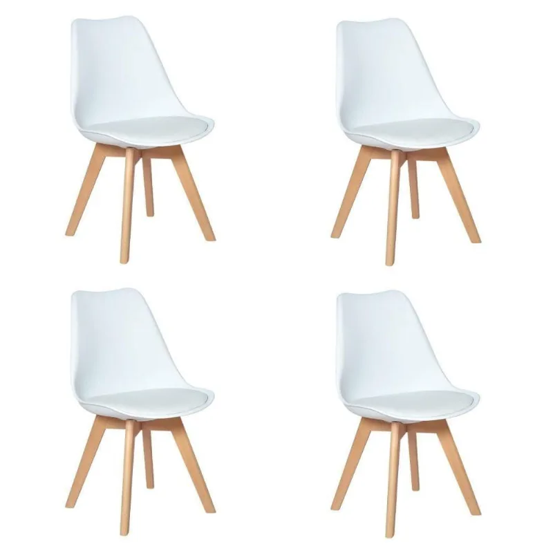 Conjunto 04 Cadeiras Eames Wood Leda Design Branca