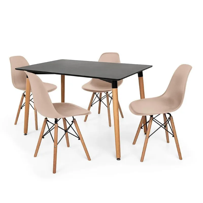 Conjunto Mesa Jantar Eiffel e 4 Cadeiras Charles Eames
