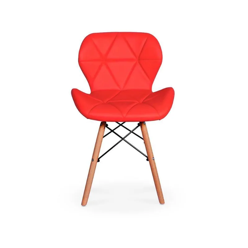 Cadeira Charles Eames Eiffel Slim Wood Estofada - Vermelha