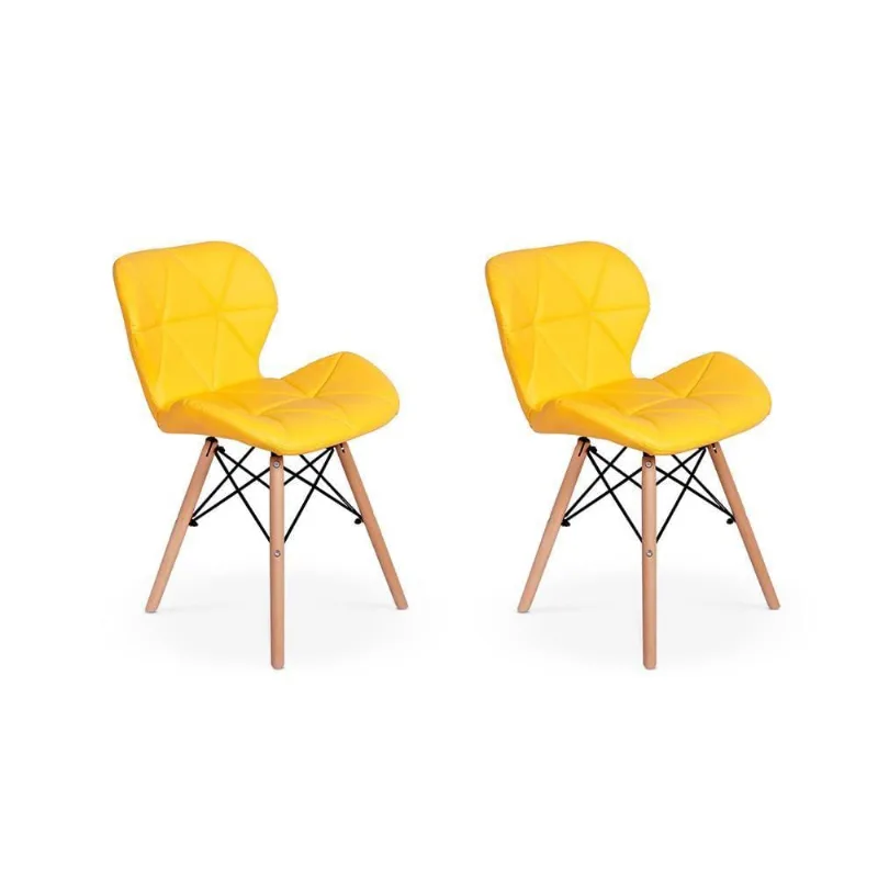 Conjunto 2 Cadeiras Charles Eames Eiffel Slim Amarela