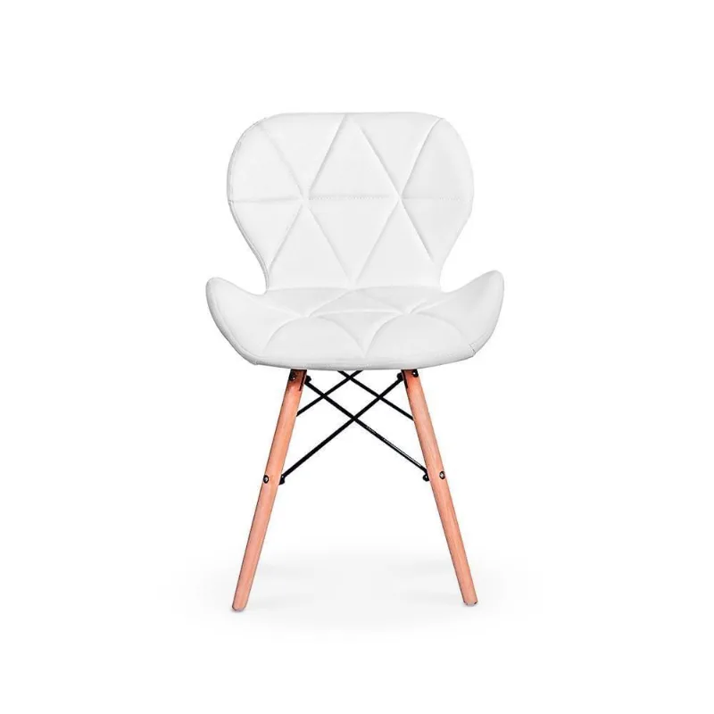 Kit 08 Cadeiras Charles Eames Eiffel Slim Wood Branca