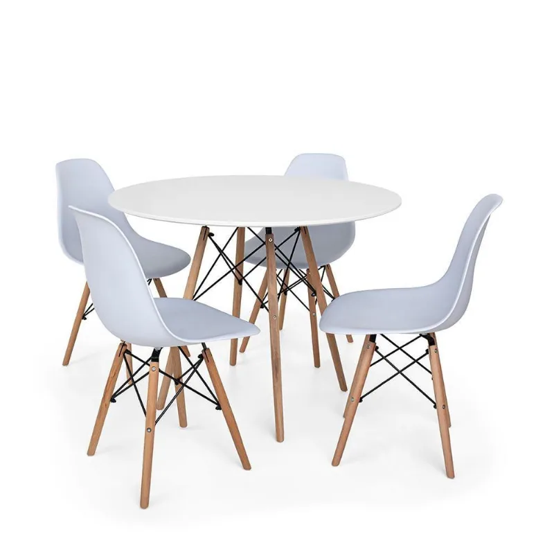 Conjunto Mesa Jantar Eiffel com 4 Cadeiras Charles Eames