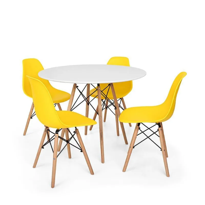 Conjunto Mesa Jantar Eiffel com 4 Cadeiras Charles Eames