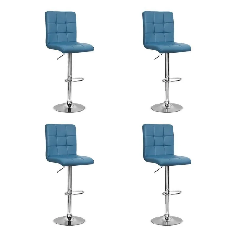 Conjunto 4 Banquetas Dublin Regulagem de Altura Turquesa