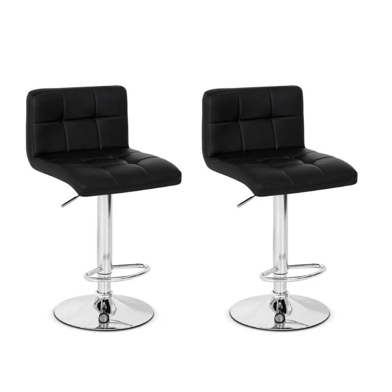 Conjunto 02 Banquetas Couro Pu Regulagem de Altura Preta