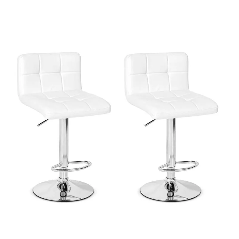 Conjunto 02 Banquetas Couro Pu Regulagem de Altura Branca