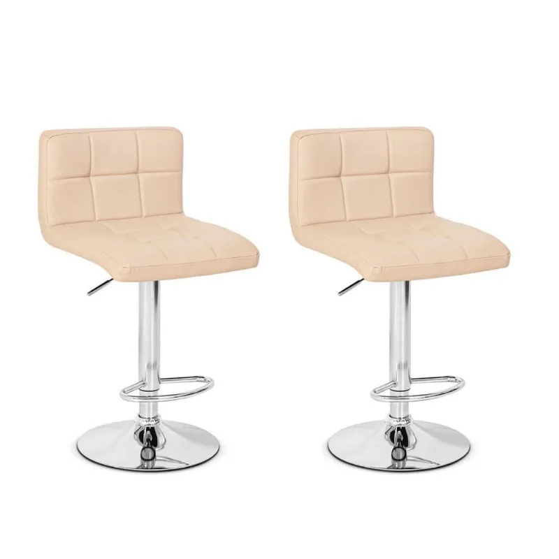 Conjunto 02 Banquetas Gomos Couro Pu Regulagem Altura Nude