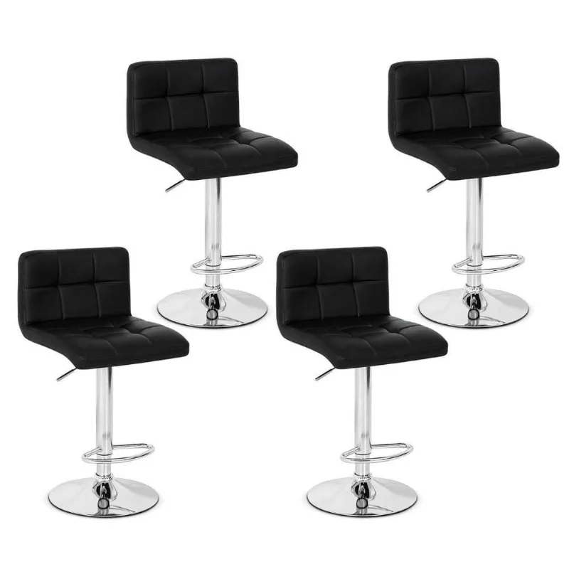 Conjunto 4 Banqueta Gomos Couro Pu Regulagem De Altura Preta