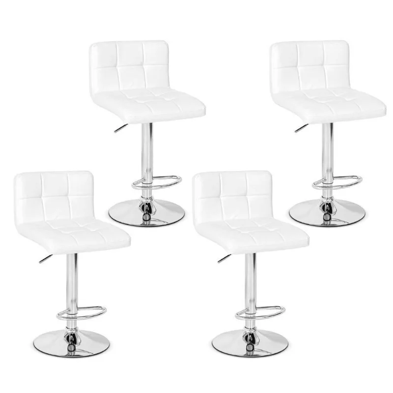 Conjunto 04 Banquetas Couro Pu Regulagem de Altura Branca