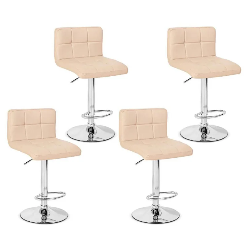 Conjunto 04 Banquetas Gomos Couro Pu Regulagem Altura Nude