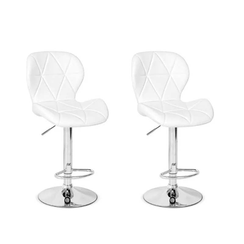 Conjunto 02 Banquetas Slim Couro Pu Regulagem Altura Branca