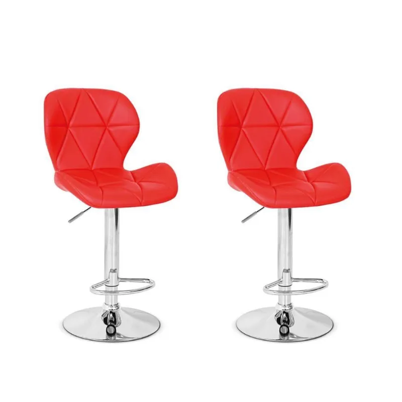 Conjunto 02 Banquetas Slim Couro Pu Vermelha