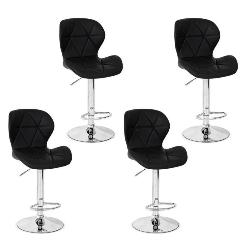 Conjunto 04 Banquetas Slim Couro Pu Regulagem de Altura