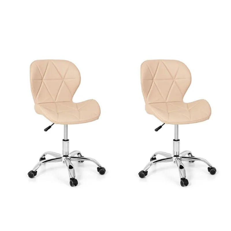 Conjunto 02 Cadeiras Office Eiffel Slim Base Giratória Nude