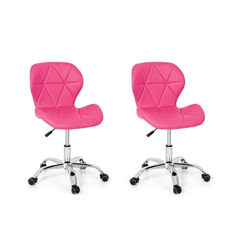 Conjunto 2 Cadeiras Office Eiffel Slim Base Giratória Rosa