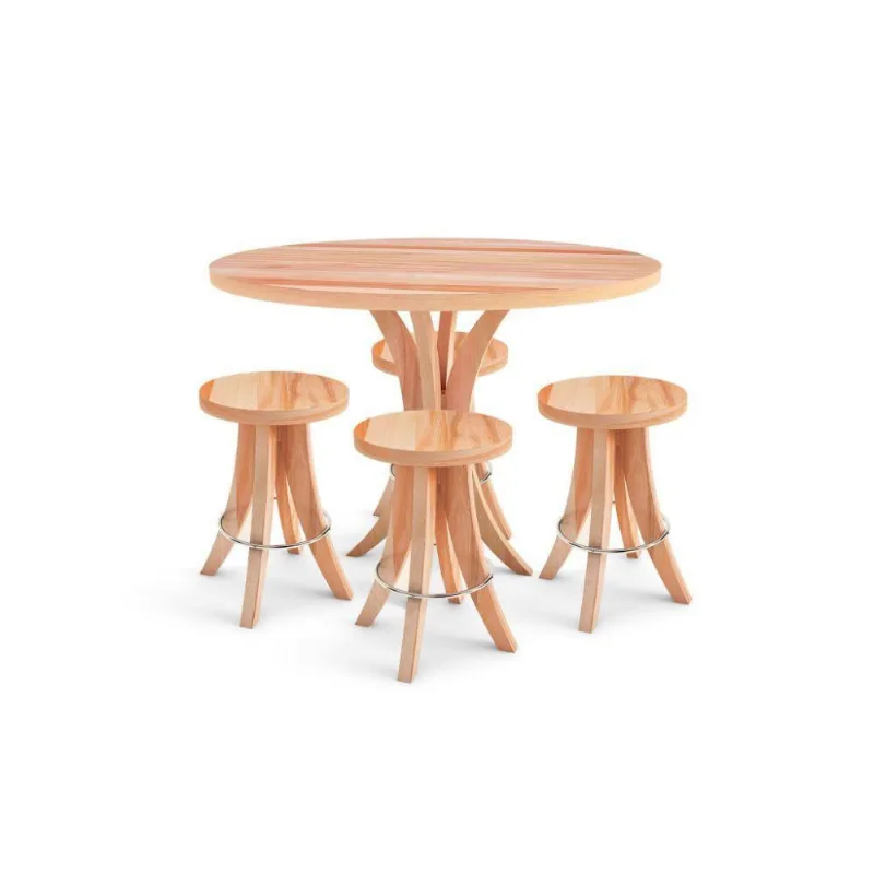 Conjunto Mesa Jantar Tampo Madeira 4 Banquetas Natural