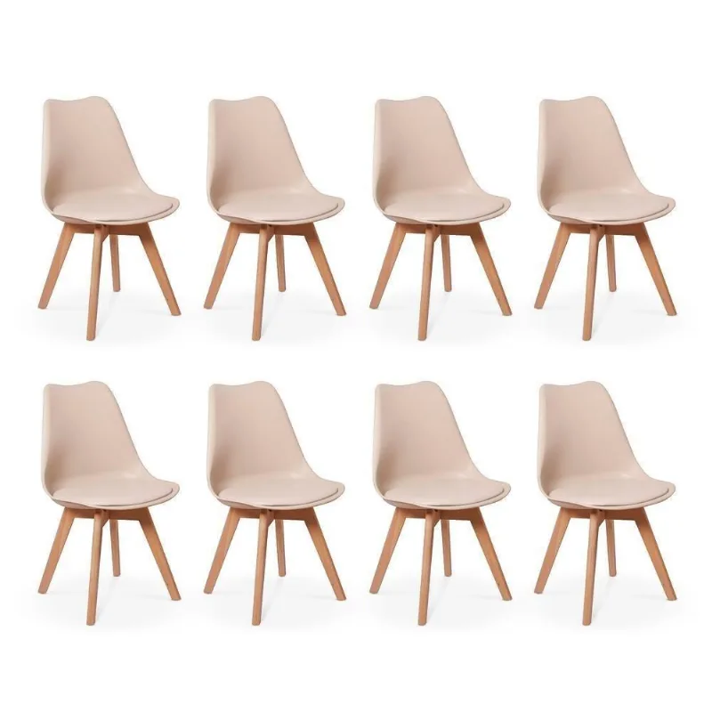 Kit 8 Cadeiras Eames Wood Leda Nude Império Business
