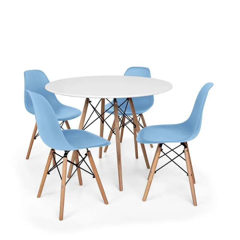 Conjunto Mesa Jantar Eiffel e 04 Cadeiras Charles Eames