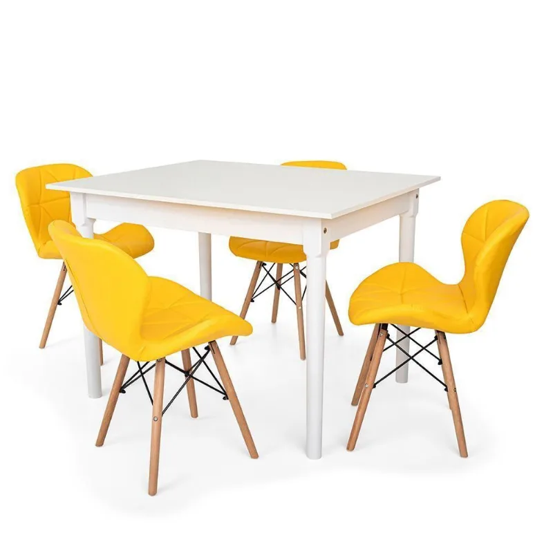 Conjunto Mesa Jantar Robust 4 Cadeiras Eames Eiffel Slim