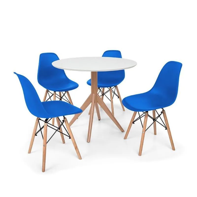 Conjunto Mesa de Jantar Maitê 80cm 4 Cadeiras Charles Eames