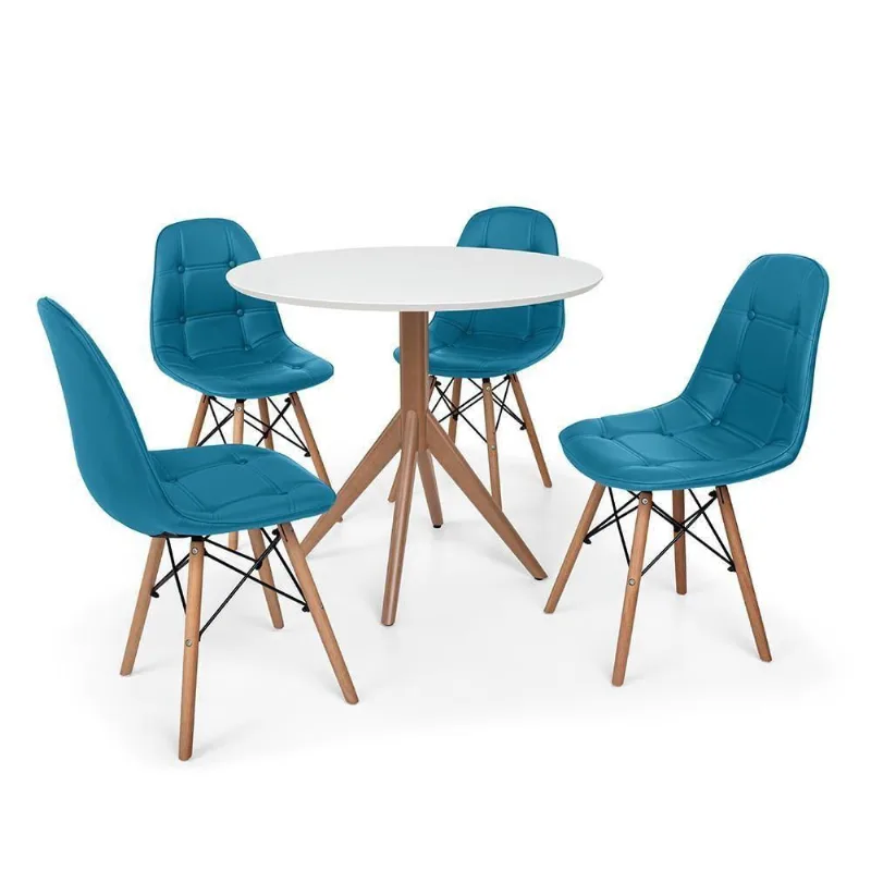 Conjunto Mesa de Jantar Maitê 80cm 4 Cadeiras Charles Eames