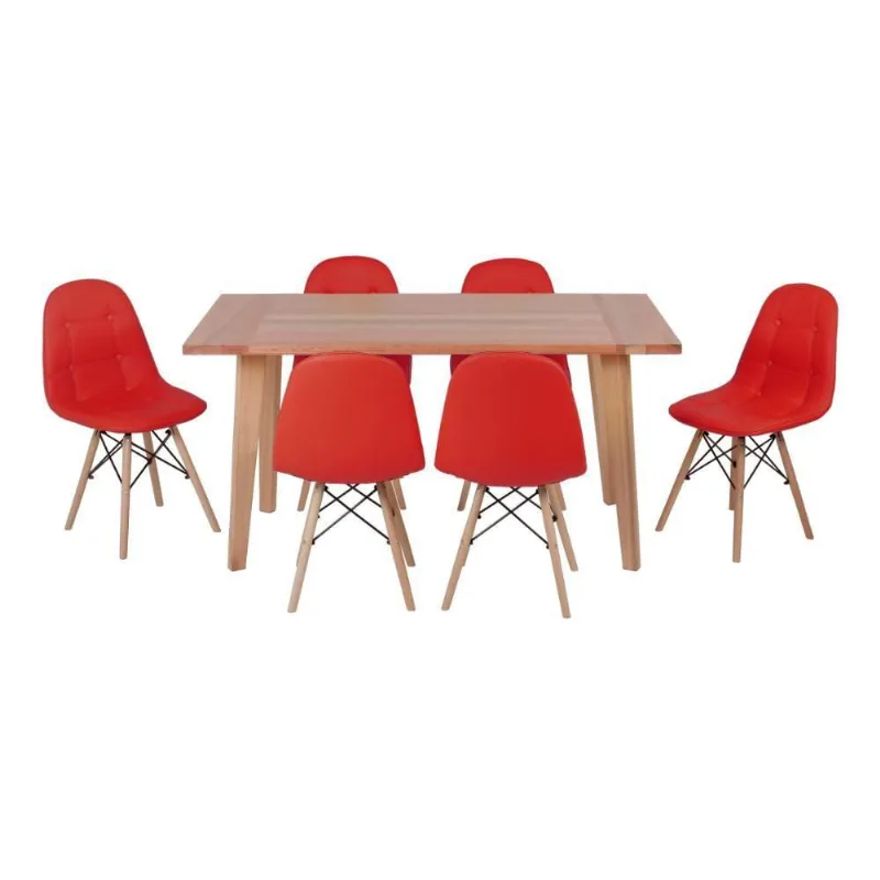 Conjunto Mesa De Jantar 135cm Branca Com 6 Cadeiras Branco