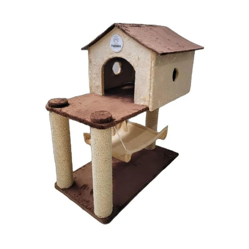 Arranhador Para Gatos Lady Com Casinha E Rede - Marrom