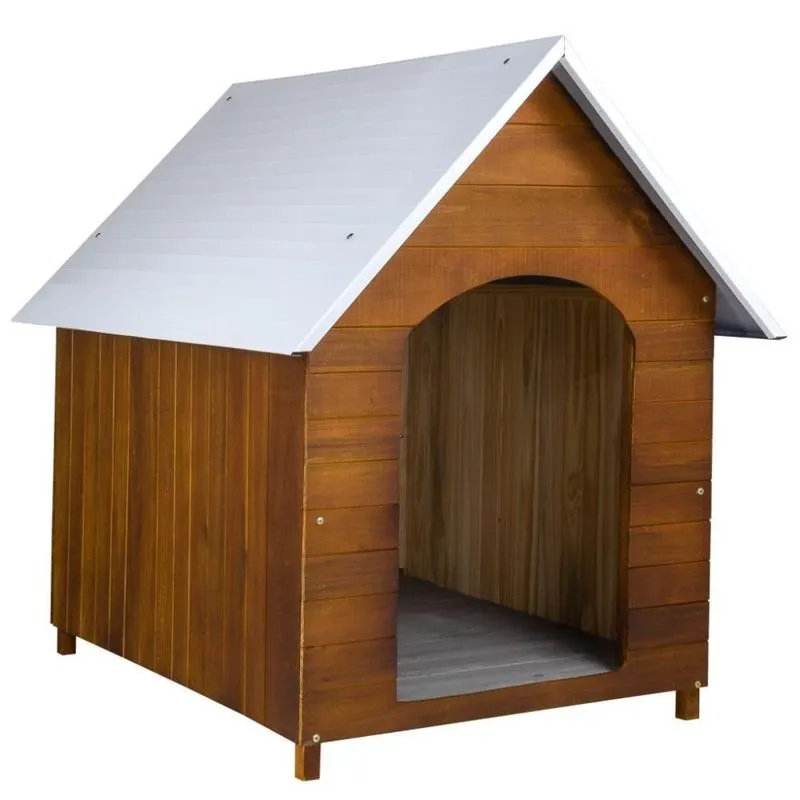 Casinha De Cachorro Telhado Galvanizado Em Madeira N° 6