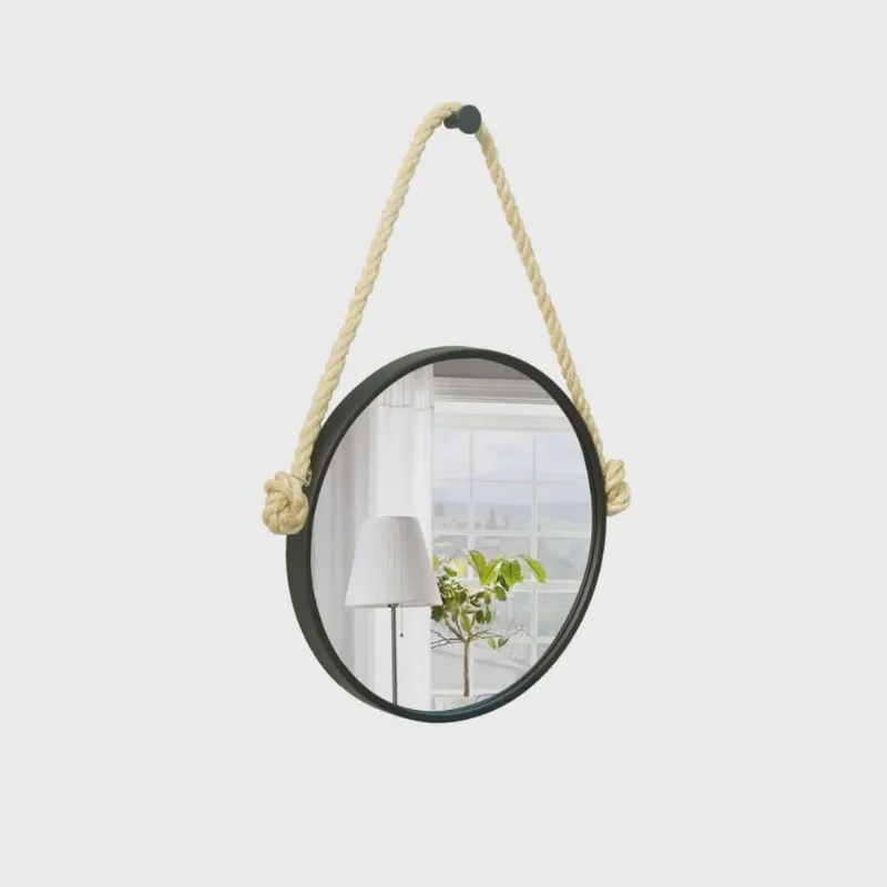 Espelho Decorativo Adnet Alça Sisal Natural Redondo