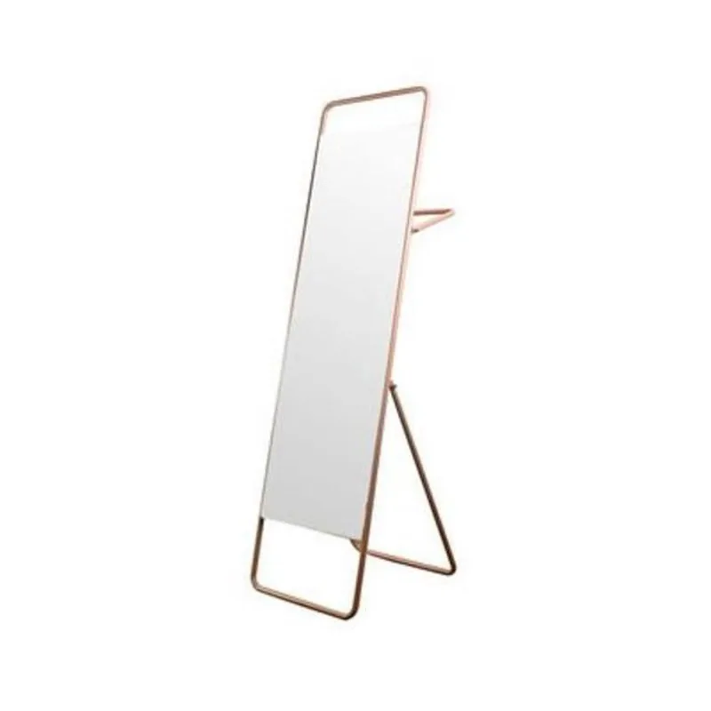 Espelho Decorativo De Chão Toalheiro Rosa 150X40 Cm