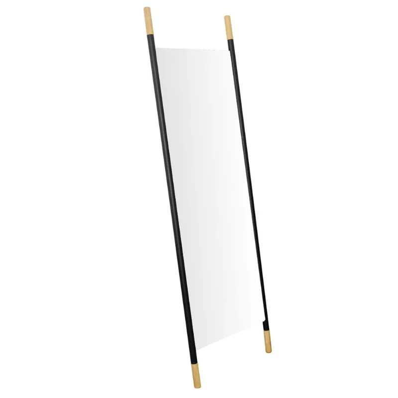 Espelho Decorativo De Chão Wood Preto 150X40 Cm