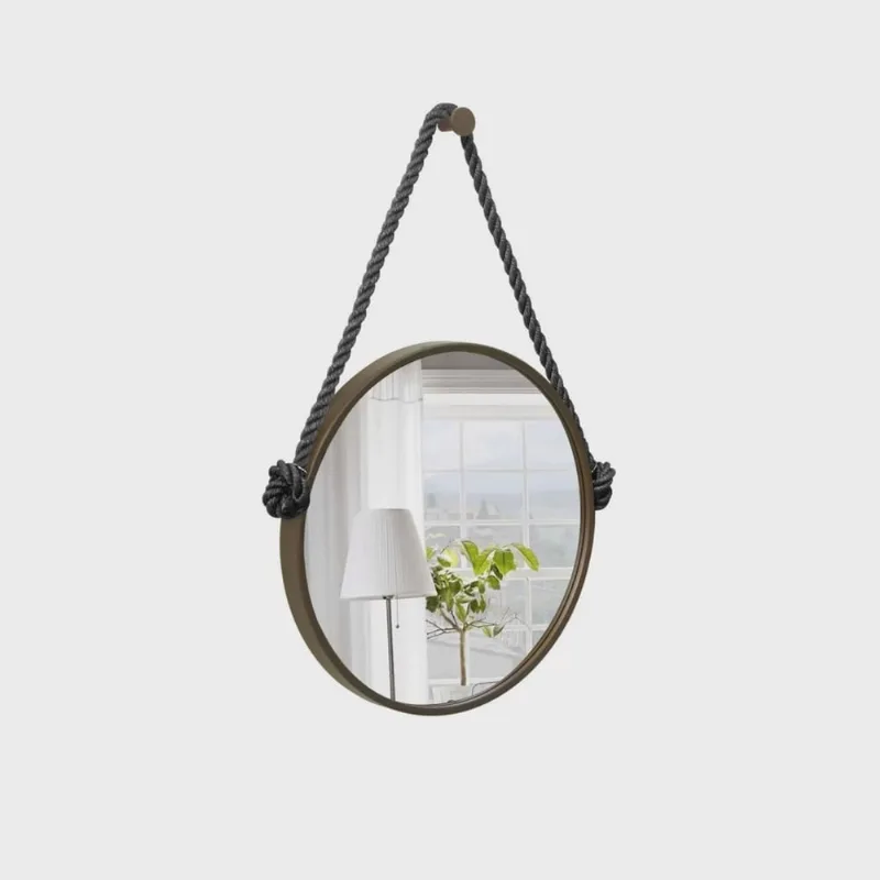Espelho Decorativo Adnet Alça Corda Naval 40 cm Redondo