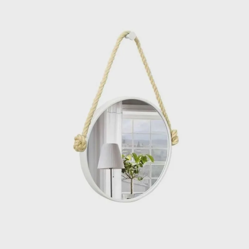 Espelho Decorativo Adnet Alça Sisal Natural 60 cm Redondo