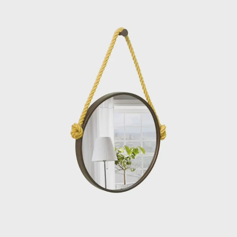 Espelho Decorativo Adnet Alça Sisal 60 cm Redondo