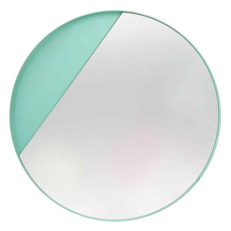 Espelho Decorativo Meia Lua Verde 50 Cm Redondo