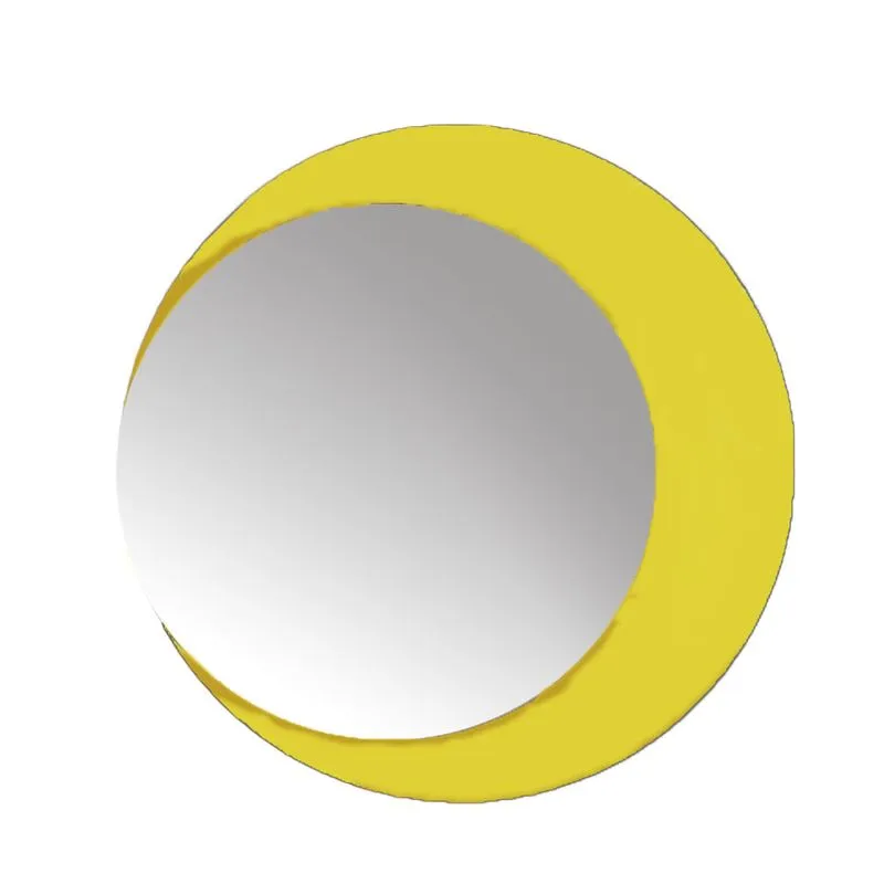Espelho Decorativo Lua Crescente Amarelo 50 Cm Redondo