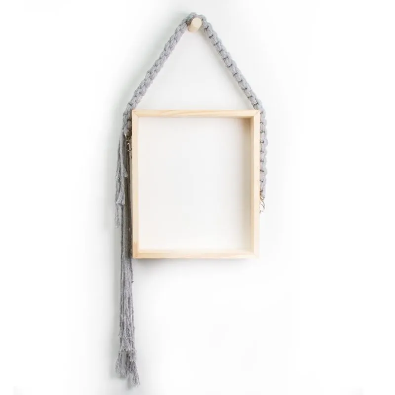 Nicho Macramê Cinza 30 X 35 Cm Retangular