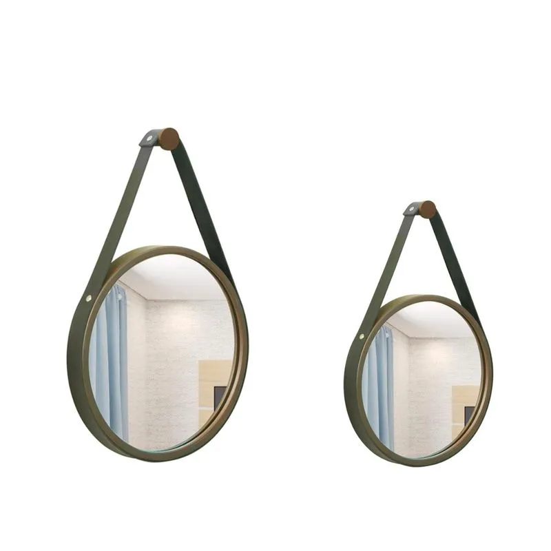 Kit Espelho Decorativo Adnet Corten 20 E 30 Cm Alça Preta Redondo