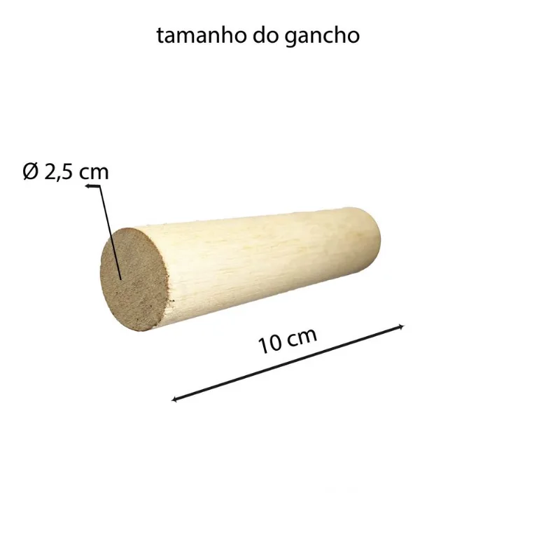 Pendurador Gancho Multiuso Pinus 2,5x10 Cm Bastão
