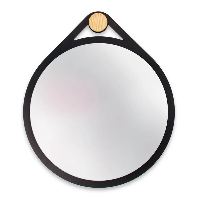 Espelho Decorativo Adnet Flat Preto 40 Cm Redondo