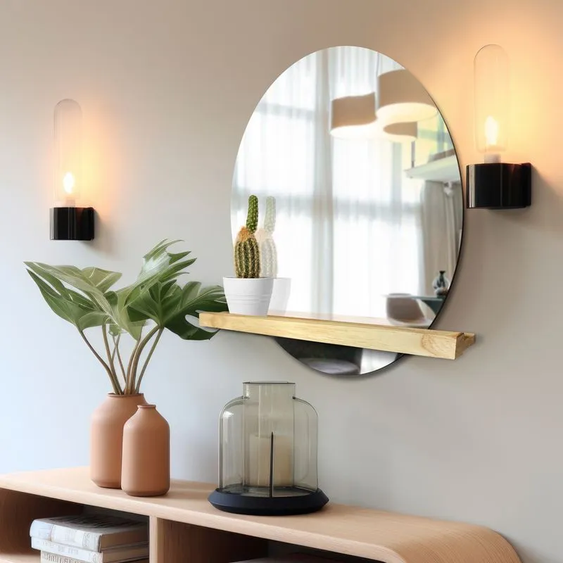 Espelho Decorativo Shelf Pinus Redondo 40 cm