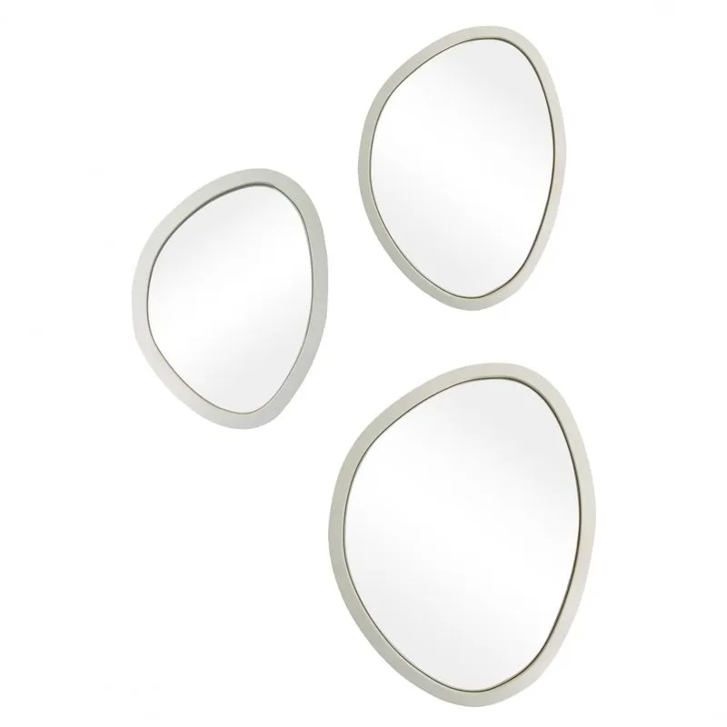 Kit Espelho Decorativo Orgânico Branco 35x50, 50x64 e 64x77 cm