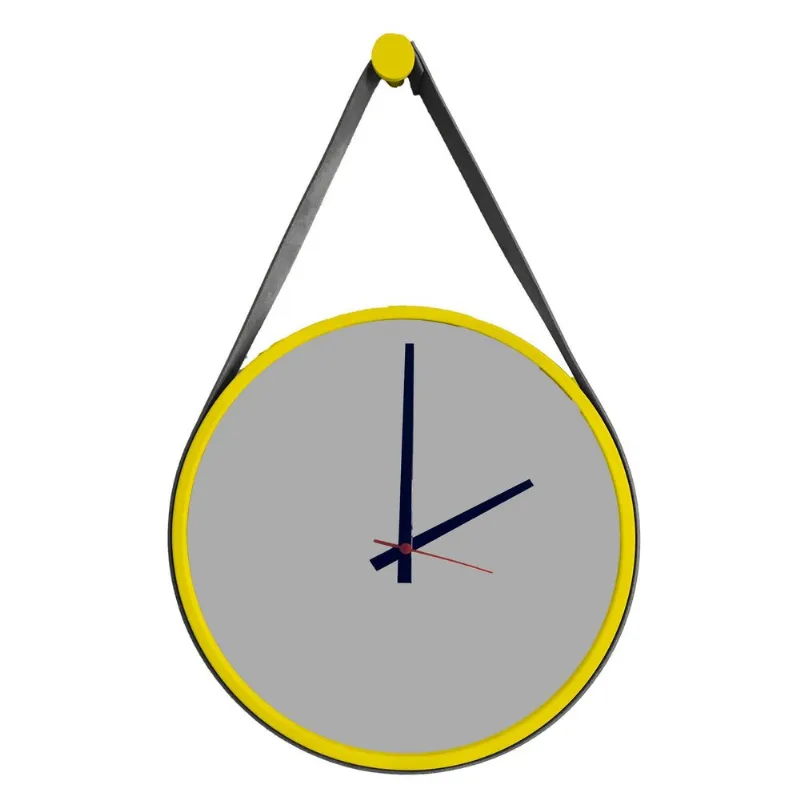 Relógio Adnet Amarelo Alça Preta/Cinza Matt 40Cm