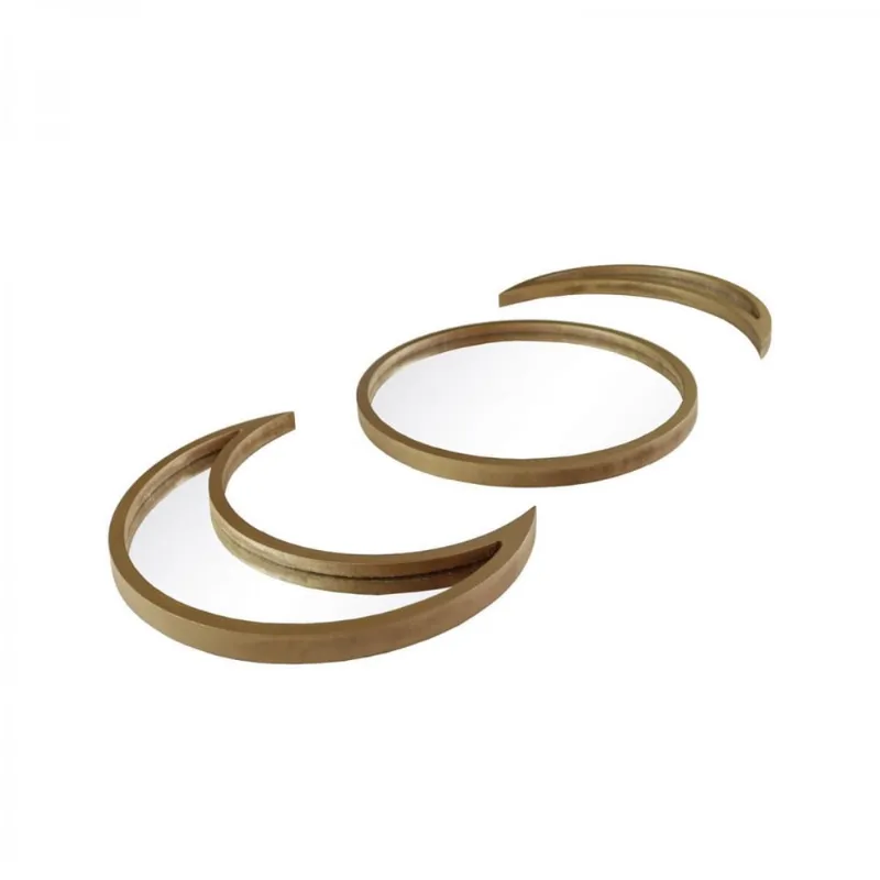Kit Espelho Decorativo Lua Trio Dourado 24X32Cm/31Cm/16X31Cm