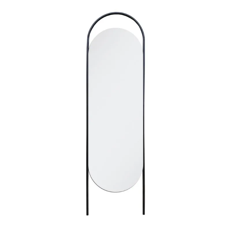 Espelho Decorativo De Chão Portal Fit Preto 150X43Cm Oblongo